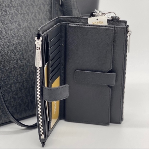 Michael Kors Charlotte Bag & Double Zip Wallet Black - Picture 4 of 10